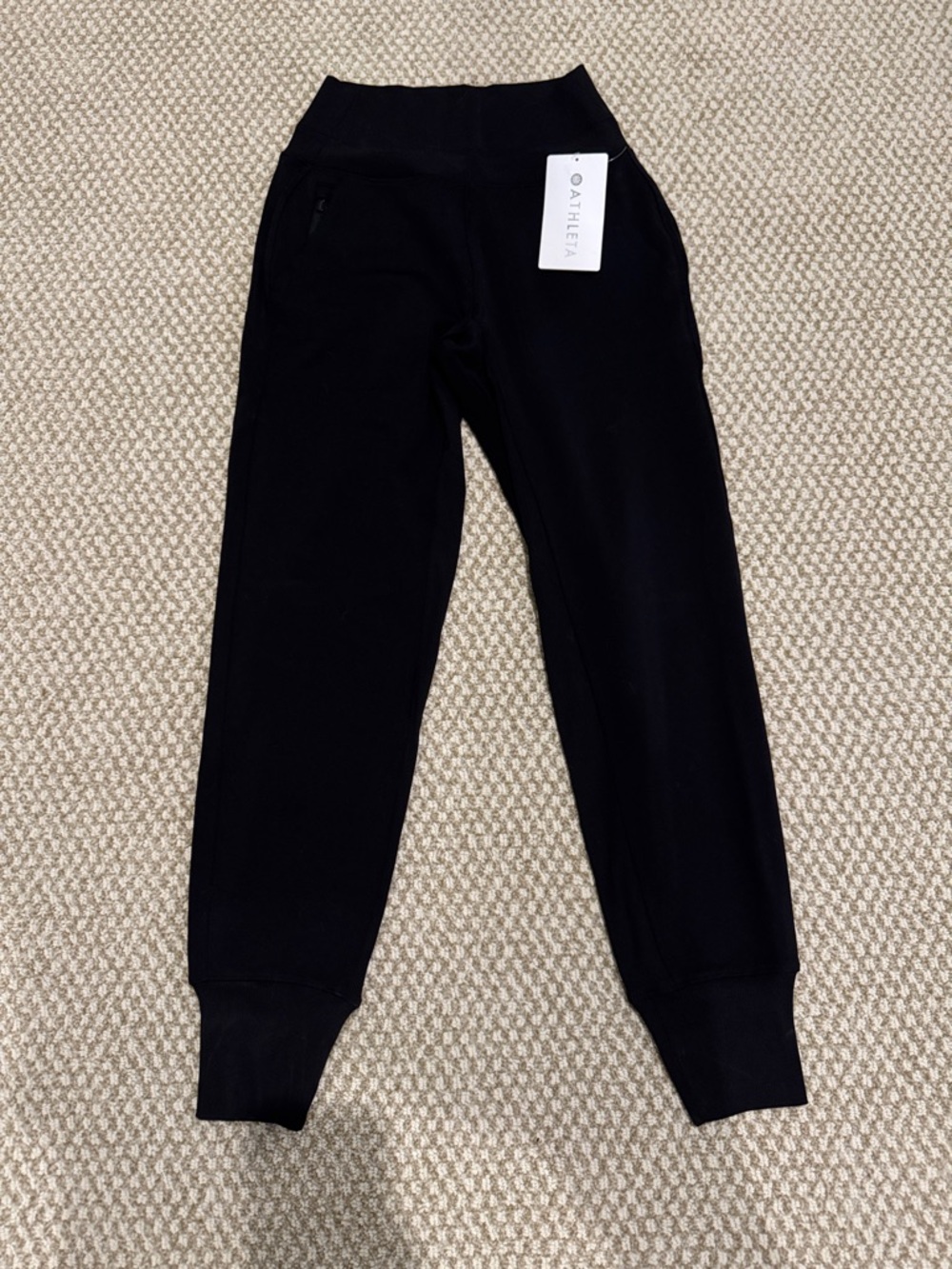 NWT Athleta Black Rib-Cuff Joggers - XXS